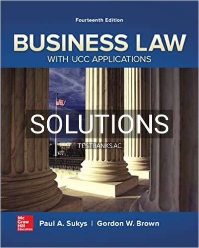 Solutions for Business Law with UCC Applications 14th Edition by Sukys cover