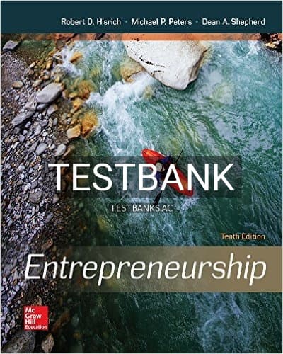 Test Bank for Entrepreneurship 10th Edition by Hisrich cover