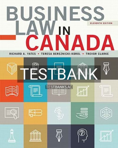 Test Bank for Business Law in Canada 11th Edition by Yates cover