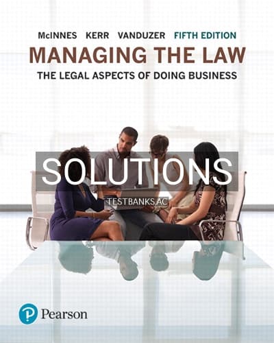 Solutions for Managing the Law The Legal Aspects of Doing Business 5th Edition by McInnes cover