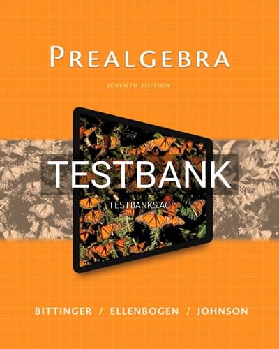 Test Bank for Prealgebra 7th Edition by Bittinger cover