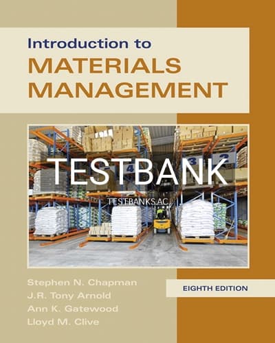 Test Bank for Introduction to Materials Management 8th Edition by Chapman cover