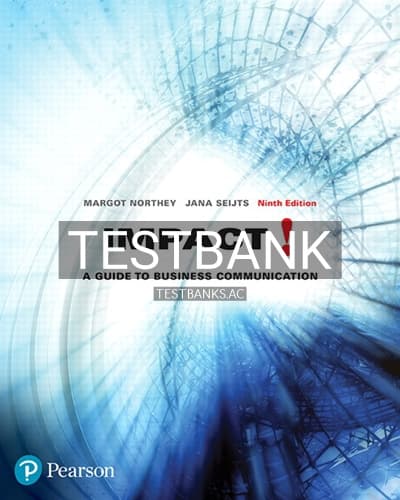 Test Bank for Impact A Guide to Business Communication 9th Edition by Northey cover