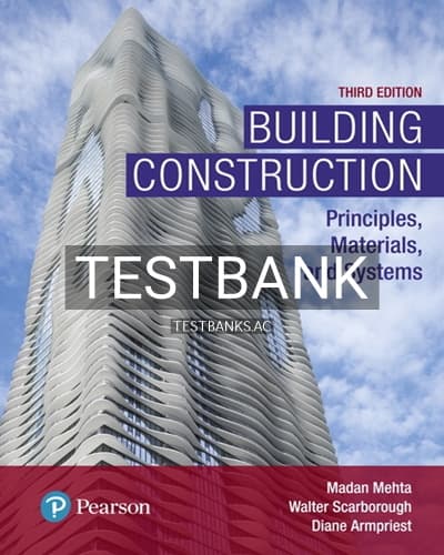 Test Bank for Building Construction 3rd Edition by Mehta cover