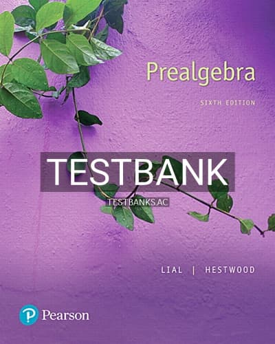 Test Bank for Prealgebra 6th Edition by Lial cover