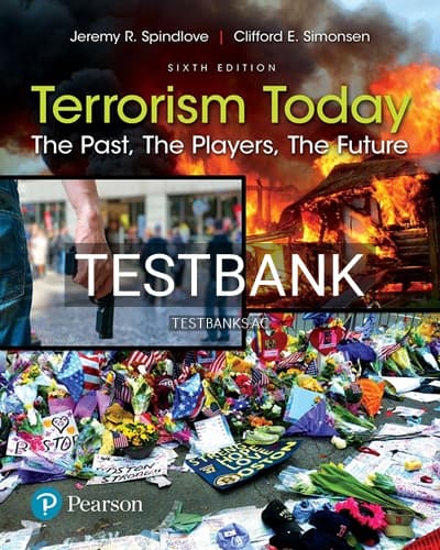 Test Bank for Terrorism Today The Past The Players The Future 6th Edition by Spindlove cover