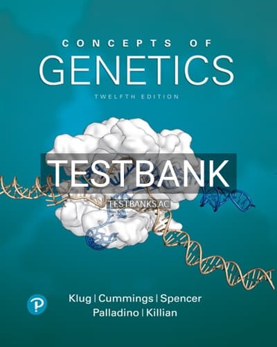 Test Bank for Concepts of Genetics 12th Edition by Klug cover