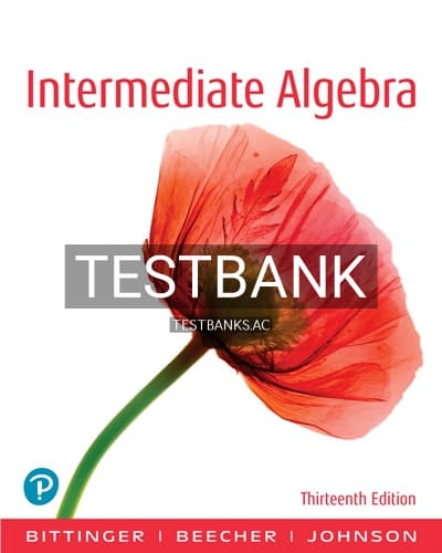 Test Bank for Intermediate Algebra 13th Edition by Bittinger cover