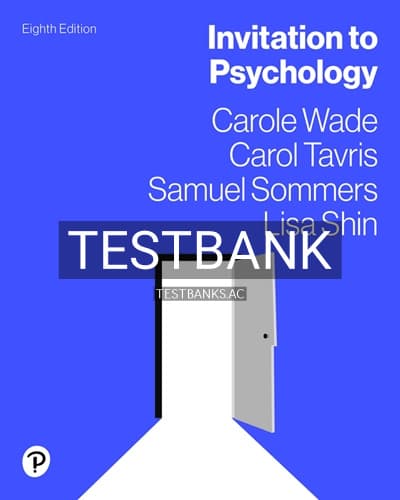 Test Bank for Invitation to Psychology 8th Edition by Wade cover