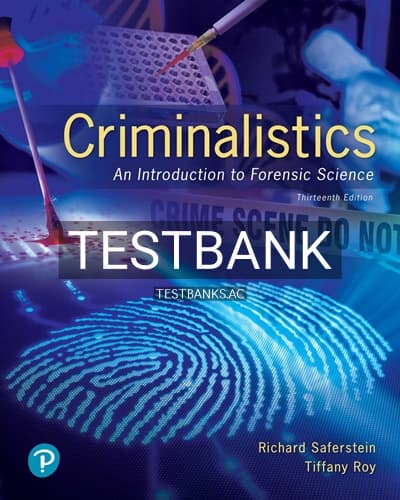 Test Bank for Criminalistics 13th Edition by Saferstein cover