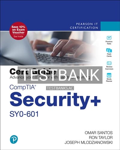 Test Bank for CompTIA Security SY0 601 Cert Guide 5th Edition by Santos cover