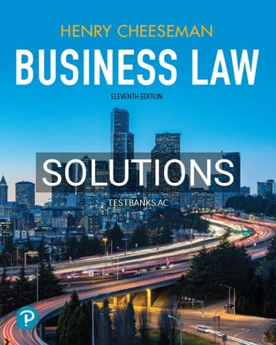 Solutions for Business Law 11th Edition by Cheeseman cover