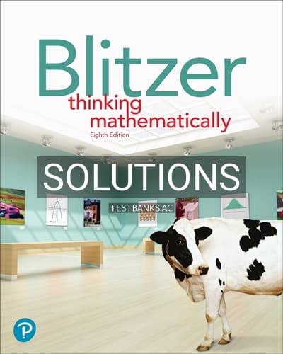 Solutions for Thinking Mathematically 8th Edition by Blitzer cover