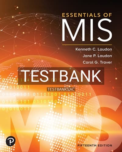 Test Bank for Essentials of MIS 15th Edition by Laudon cover