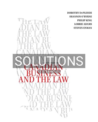 Solutions for Canadian Business and the Law 7th Edition by Duplessis cover