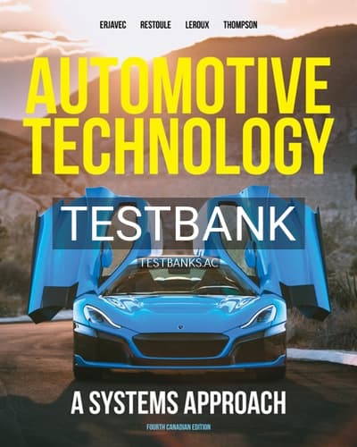 Test Bank for Automotive Technology 4th Edition by Erjavec cover
