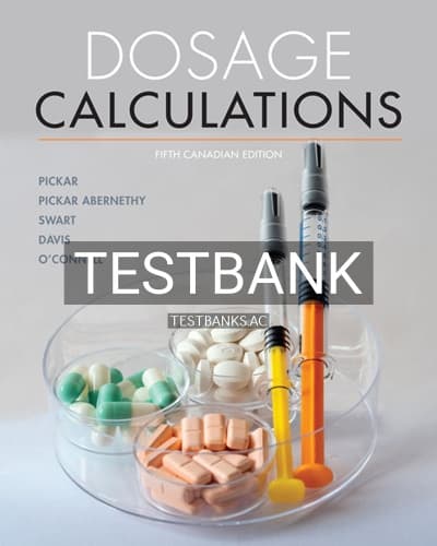 Test Bank for Dosage Calculations 5th Edition by Pickar cover