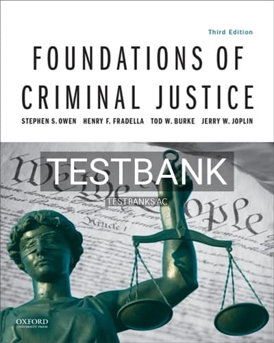Test Bank for Foundations of Criminal Justice 3rd Edition by Owen cover