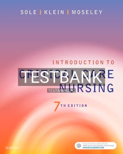 Test Bank for Introduction to Critical Care Nursing 7th Edition by Sole cover