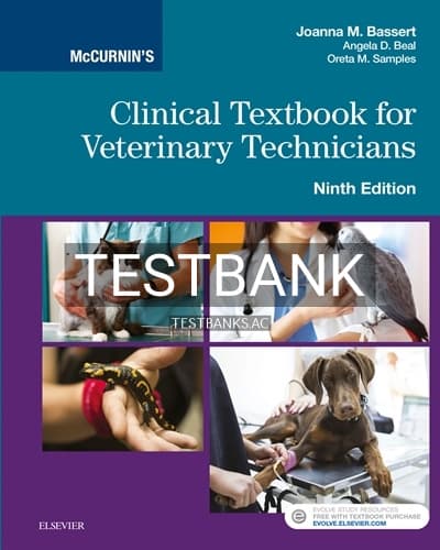 Test Bank for McCurnin’s Clinical Textbook for Veterinary Technicians 9th Edition by Bassert cover
