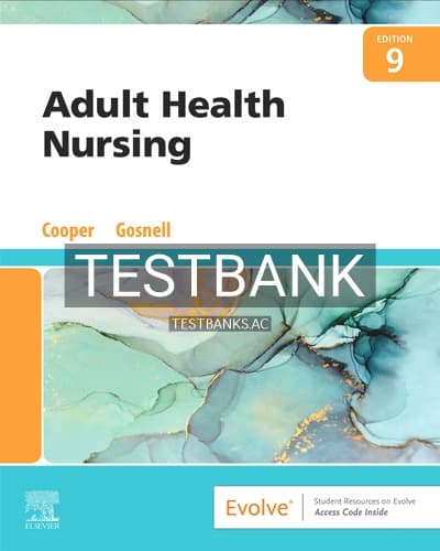 Test Bank for Adult Health Nursing 9th Edition by Cooper cover