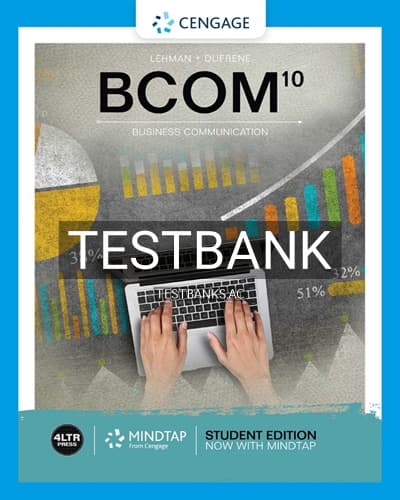 Test Bank for BCOM 10th Edition by Lehman cover