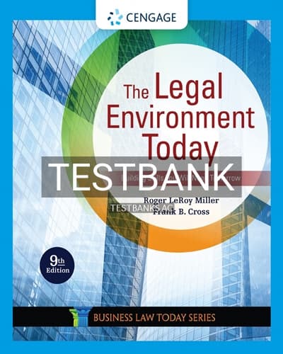 Test Bank for Legal Environment Today 9th Edition by Miller cover