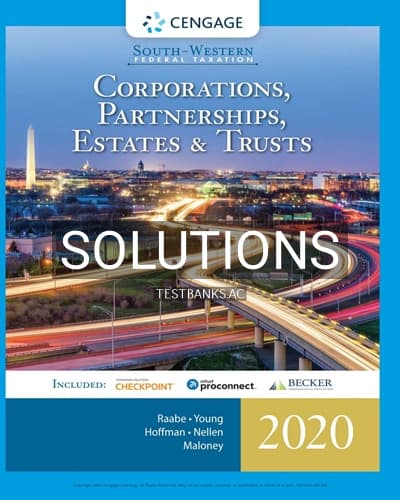 Solutions for South-Western Federal Taxation 2020 Corporations Partnerships Estates and Trusts 43rd Edition by Raabe cover