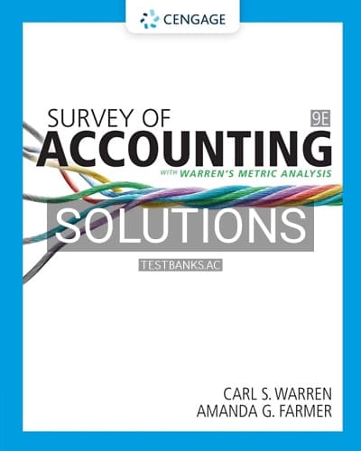 Solutions for Survey of Accounting 9th Edition by Warren cover