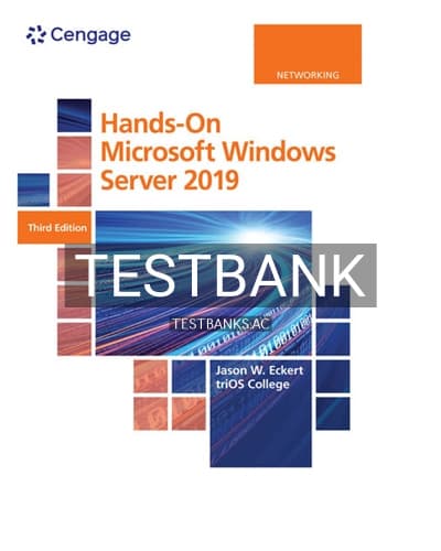 Test Bank for Hands On Microsoft Windows Server 2019 3rd Edition by Eckert cover