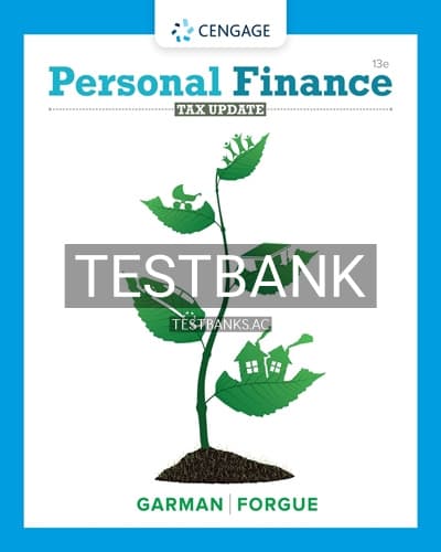Test Bank for Personal Finance Tax Update 13th Edition by Garman cover