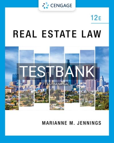 Test Bank for Real Estate Law 12th Edition by Jennings cover