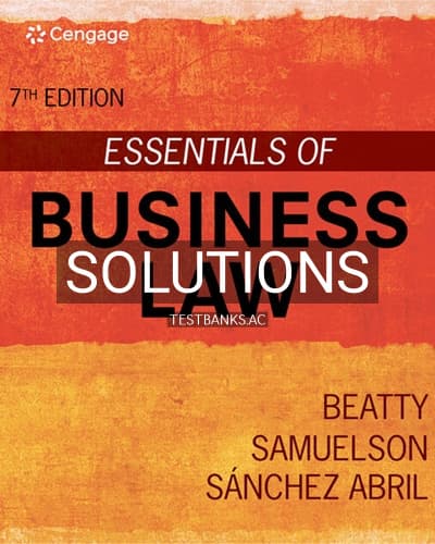 Solutions for Essentials of Business Law 7th Edition by Beatty cover