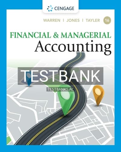 Test Bank for Financial and Managerial Accountin 16th Edition by Warren cover