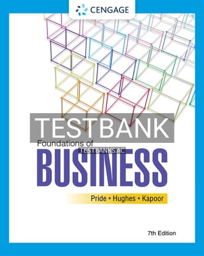 Test Bank for Foundations of Business 7th Edition by Pride cover