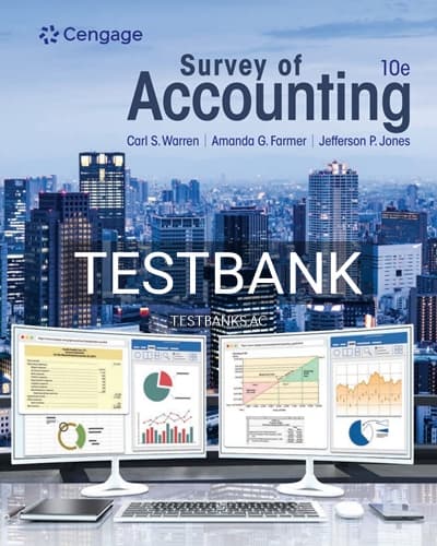 Test Bank for Survey of Accounting 10th Edition by Warren cover