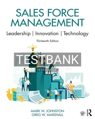 Test Bank for Sales Force Management 13th Edition by Johnston cover
