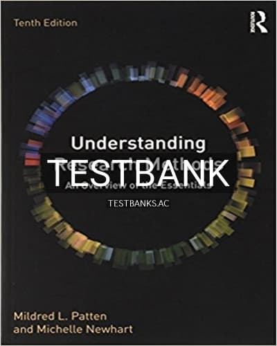 Test Bank for Understanding Research Methods An Overview of the Essentials 10th Edition by Patten cover