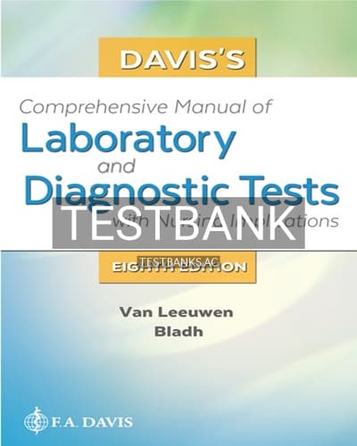Test Bank for Davis’s Comprehensive Manual of Laboratory and Diagnostic Tests with Nursing Implications 8th Edition by Leeuwen cover