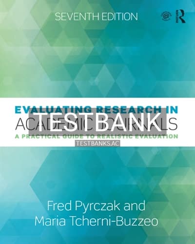 Test Bank for Evaluating Research in Academic Journals 7th Edition by Tcherni-Buzzeo cover