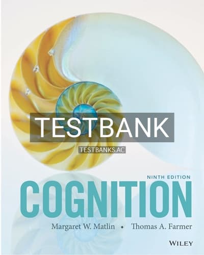 Test Bank for Cognition 9th Edition by Matlin cover