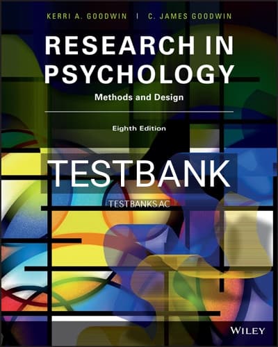 Test Bank for Research in Psychology 8th Edition by Goodwin cover