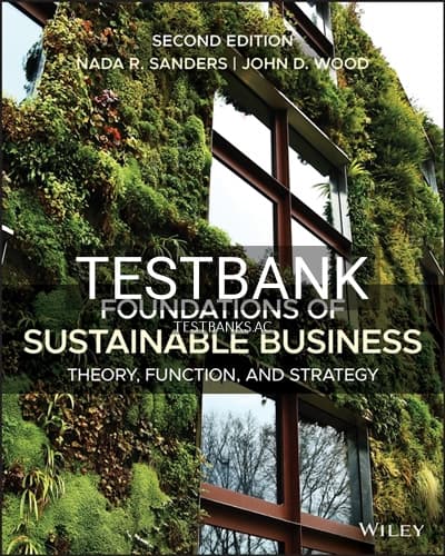 Test Bank for Foundations of Sustainable Business Theory Function and Strategy 2nd Edition by Sanders cover