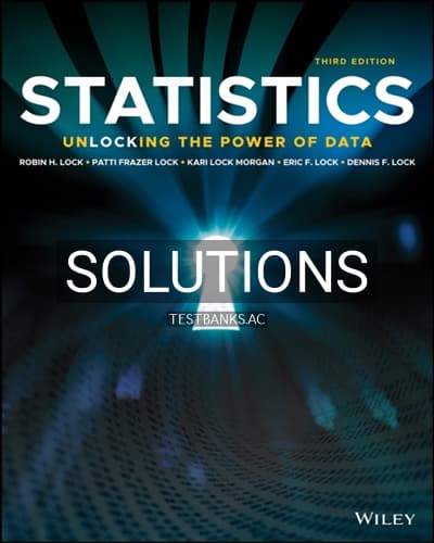 Solutions for Statistics Unlocking the Power of Data 3rd Edition by Lock cover