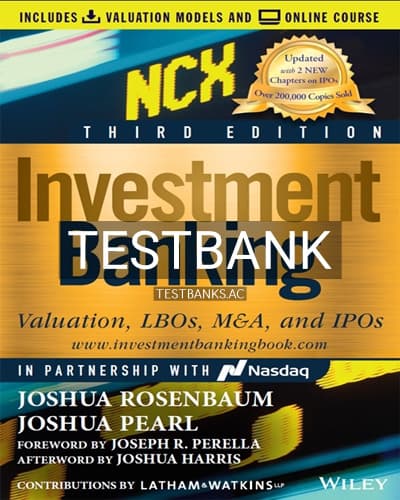 Test Bank for Investment Banking 3rd Edition by Rosenbaum cover