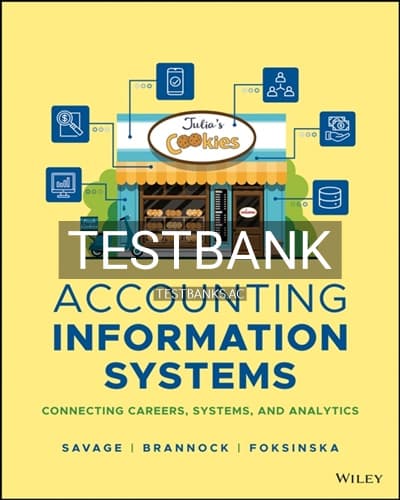 Test Bank for Accounting Information Systems Connecting Careers Systems and Analytics 1st Edition by Savage cover