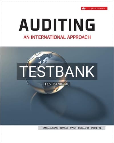 Test Bank for Auditing An International Approach 8th Edition by Smieliauskas cover