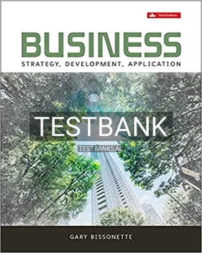 Test Bank for Business Strategy Development Application 3rd Edition by Bissonette cover