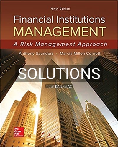 Solutions for Financial Institutions Management A Risk Management Approach 9th Edition by Saunders cover