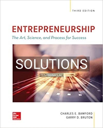 Solutions for Entrepreneurship 3rd Edition by Bamford cover